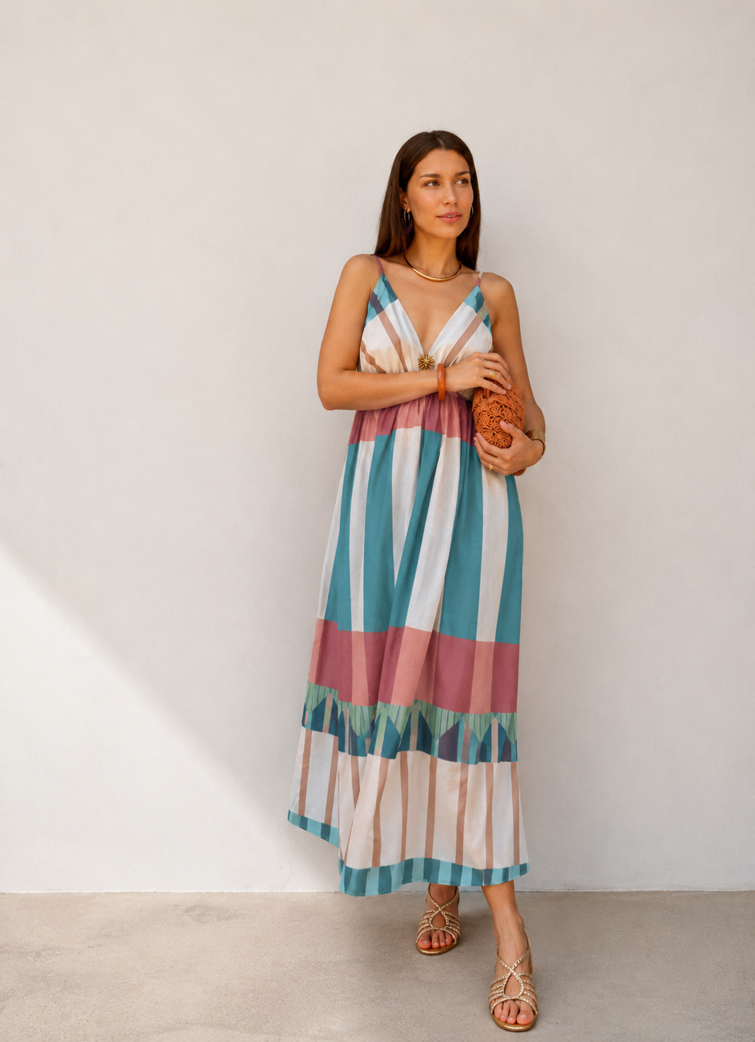 Lucía|Vestido de verano con estampado de rallas