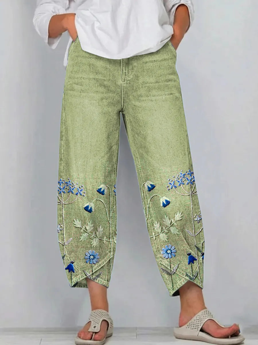 Aven | Pantalones bordados de estilo casual