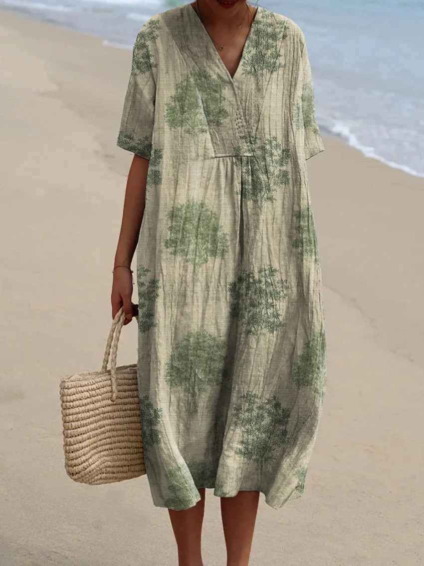 Sammy - Vestido Casual Flowy de Arte Floral Vintage