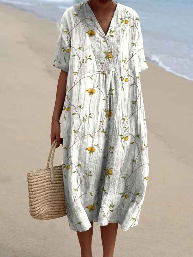 Sammy - Vestido Casual Flowy de Arte Floral Vintage