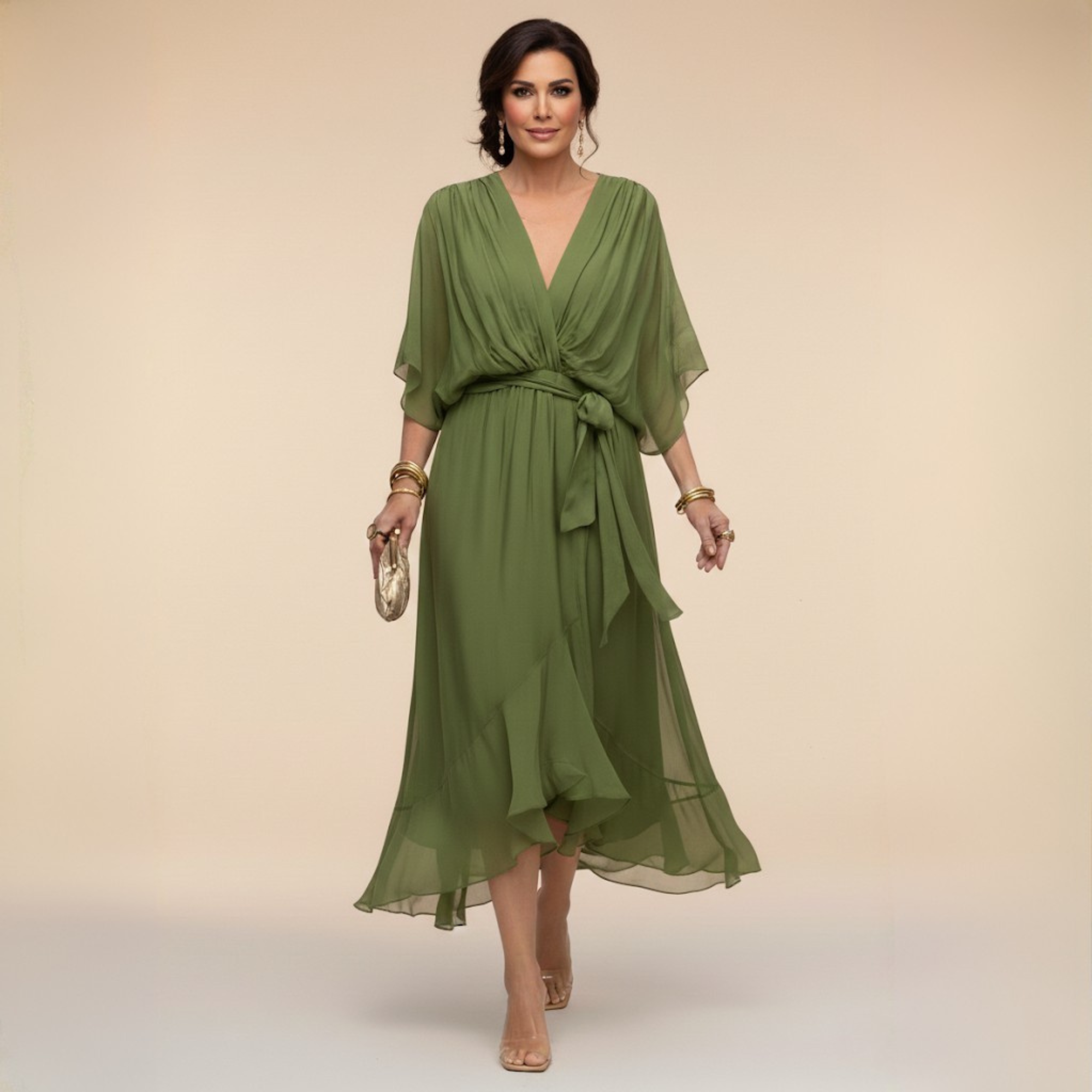 Rossella — Vestido de Chifón con Escote V