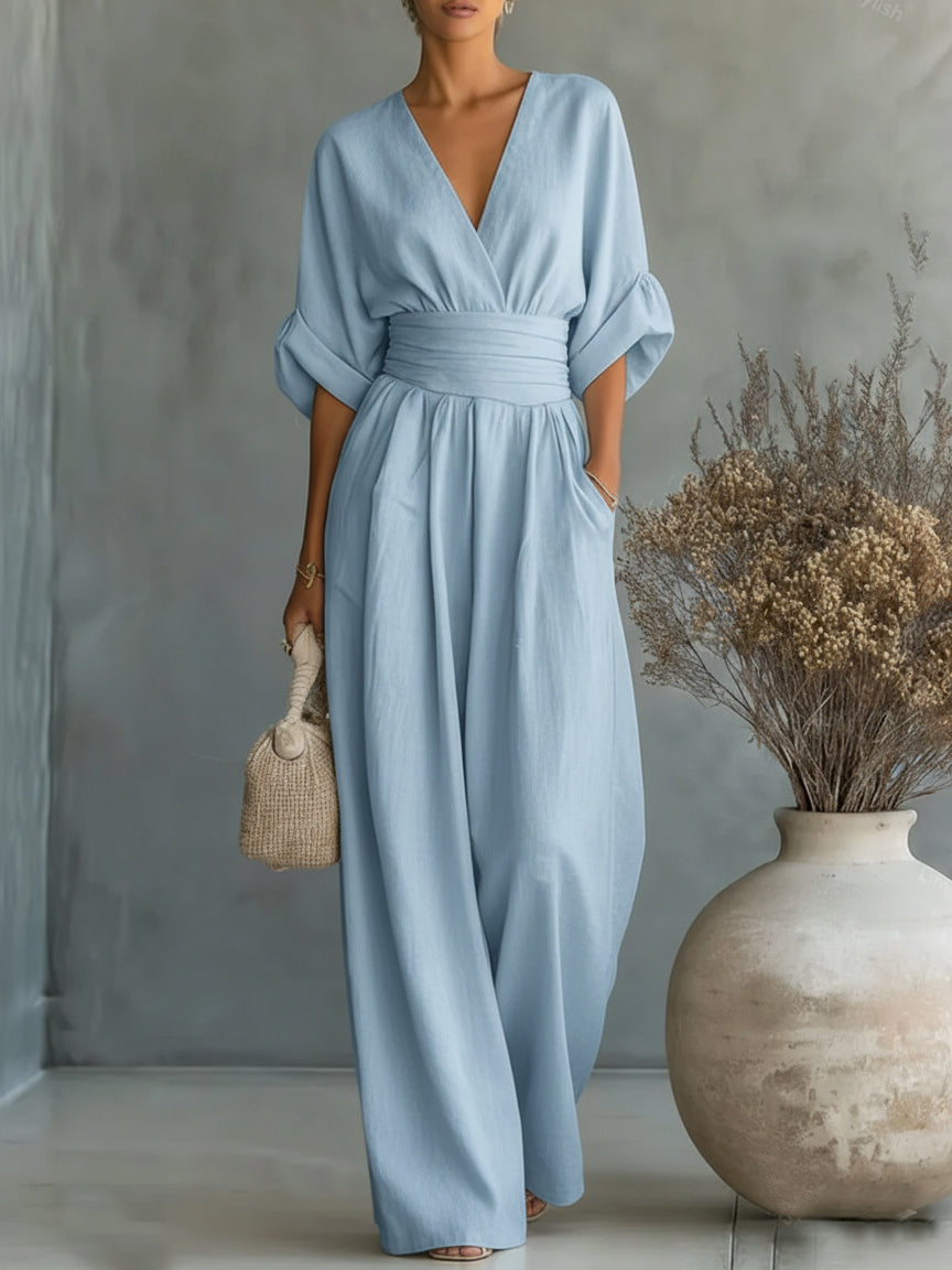 Essential • Mono elegante con escote en V y talle alto