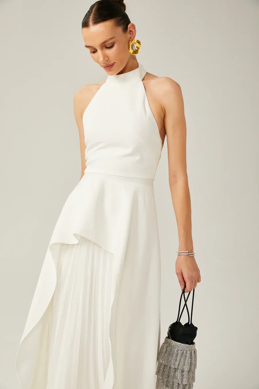 Inés - Vestido largo de capas con cuello halter