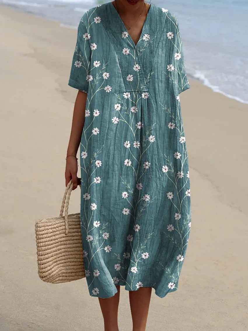 Sammy - Vestido Casual Flowy de Arte Floral Vintage