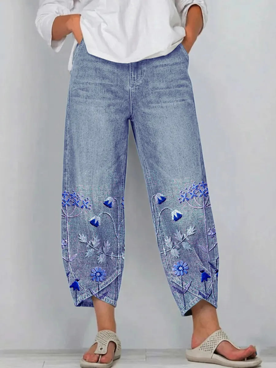 Aven | Pantalones bordados de estilo casual