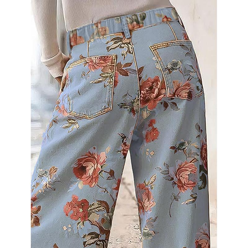 Pantalones informales con estampado floral