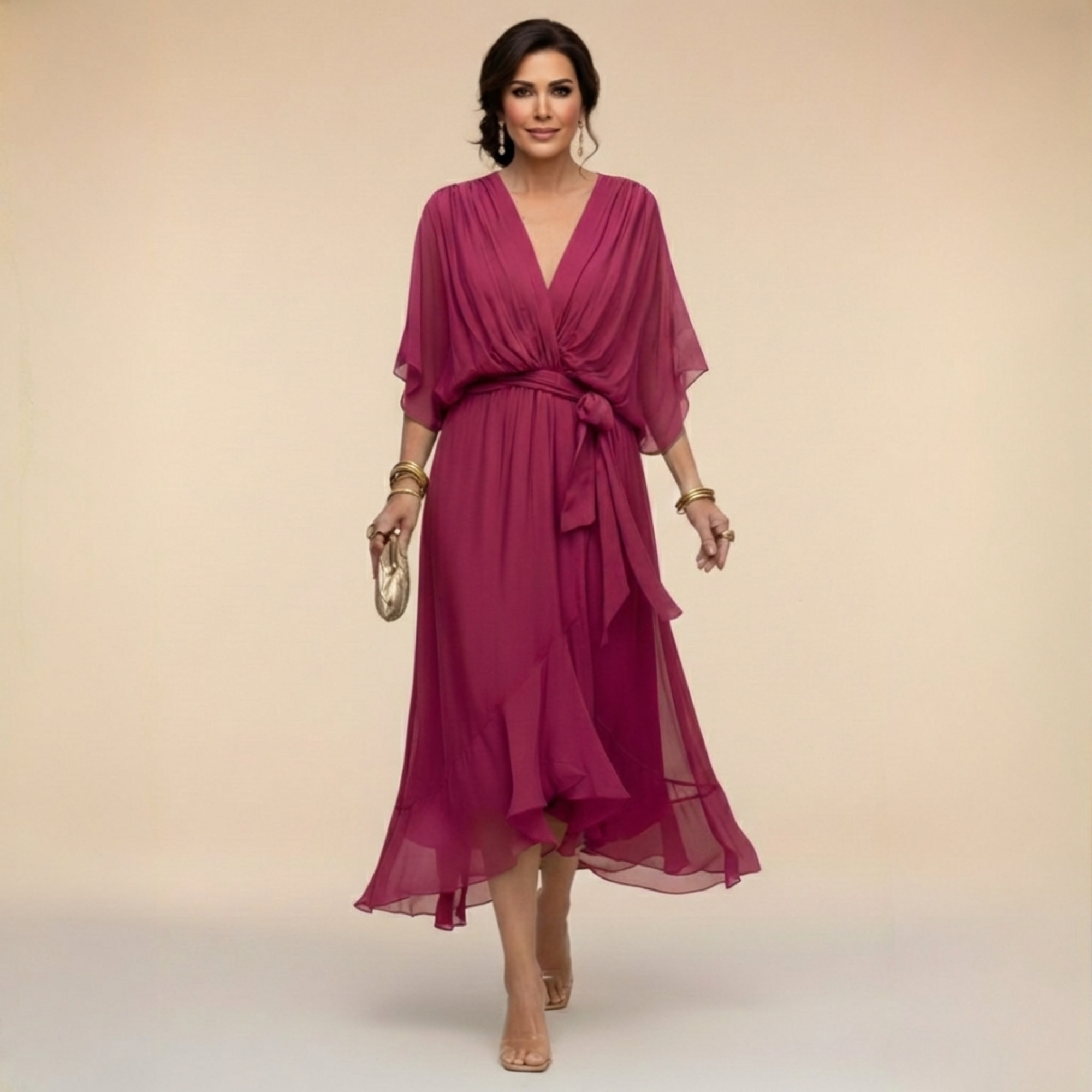 Rossella — Vestido de Chifón con Escote V