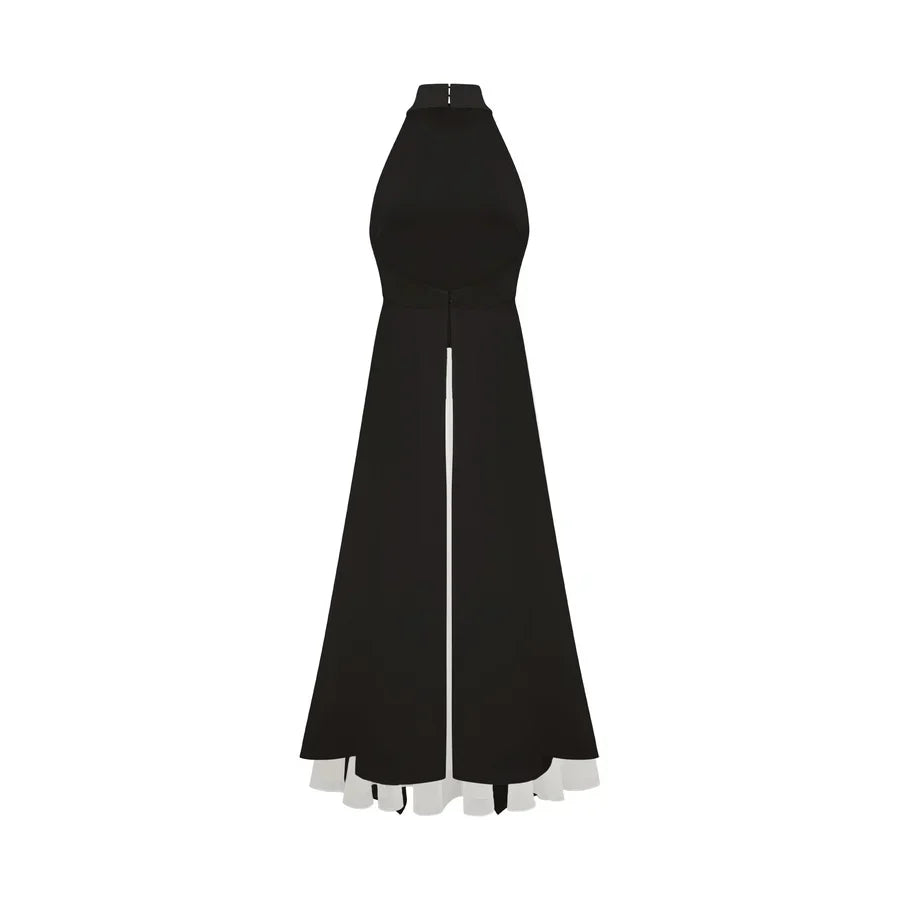 Inés - Vestido largo de capas con cuello halter