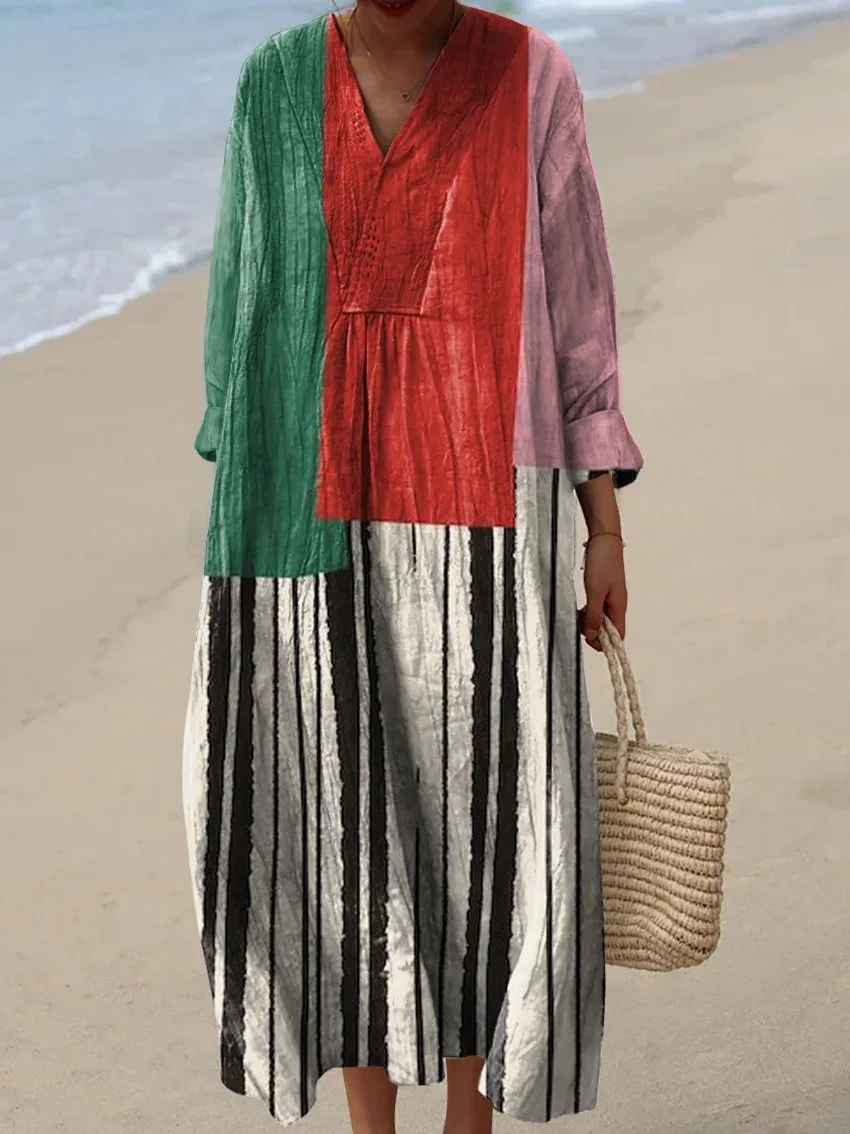 Lola - Vestido de Estampado Geométrico Retro