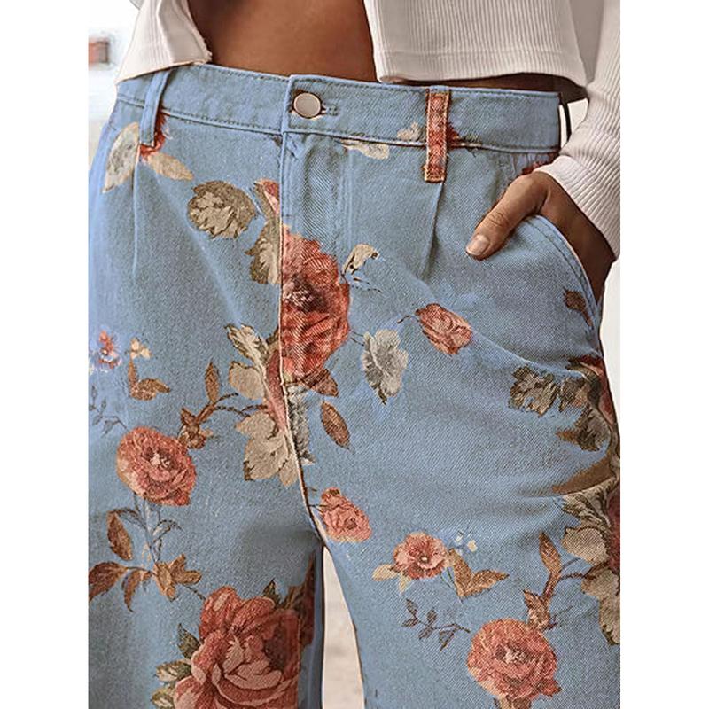 Pantalones informales con estampado floral
