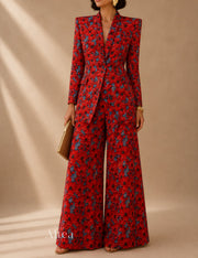 Amalia Conjunto de Pantalón Floral y Blazer