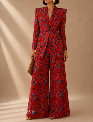 Amalia Conjunto de Pantalón Floral y Blazer
