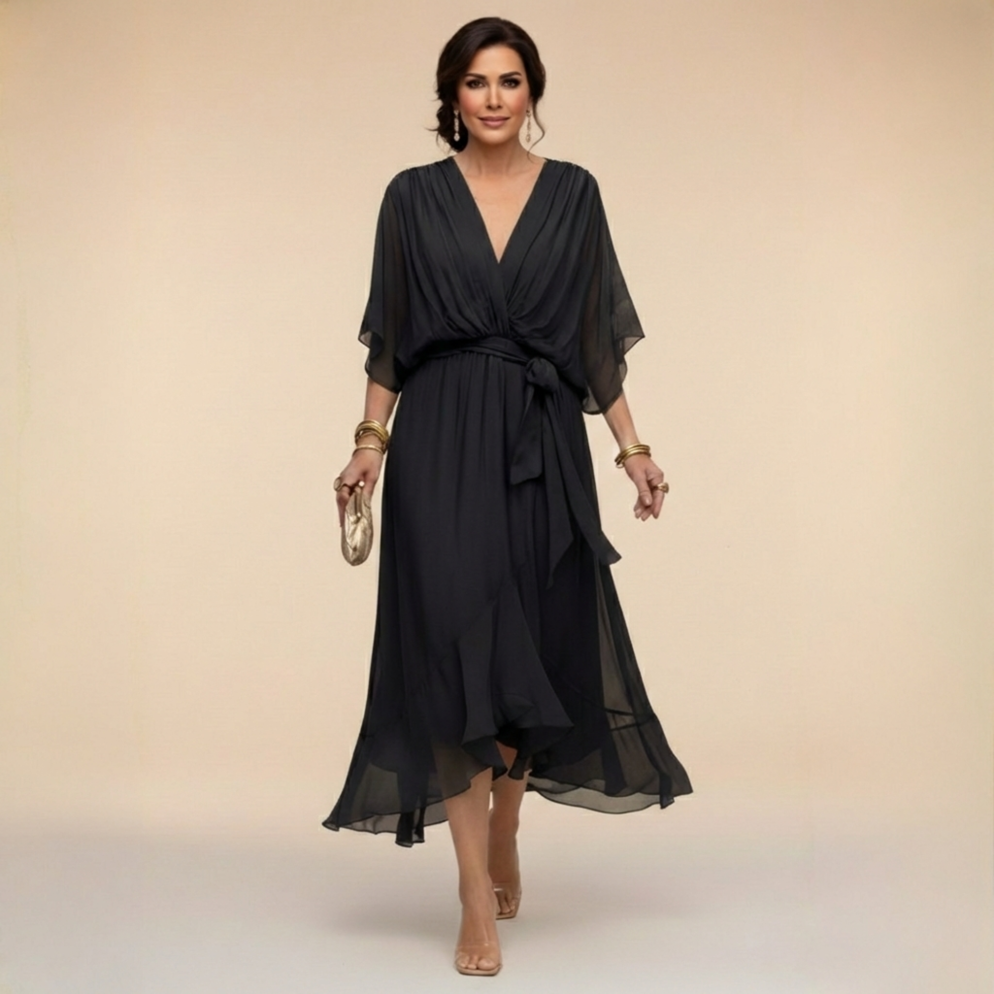 Rossella — Vestido de Chifón con Escote V