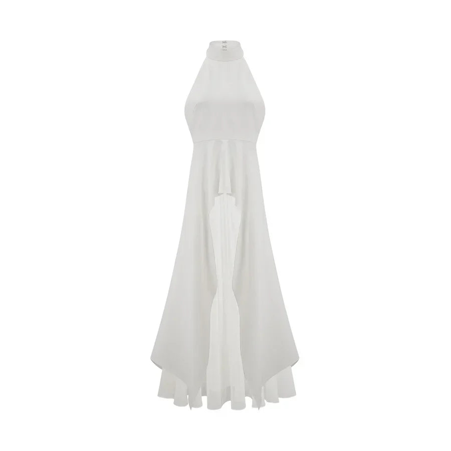 Inés - Vestido largo de capas con cuello halter