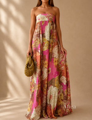 Adriana Vestido Maxi Floral de Un Hombro