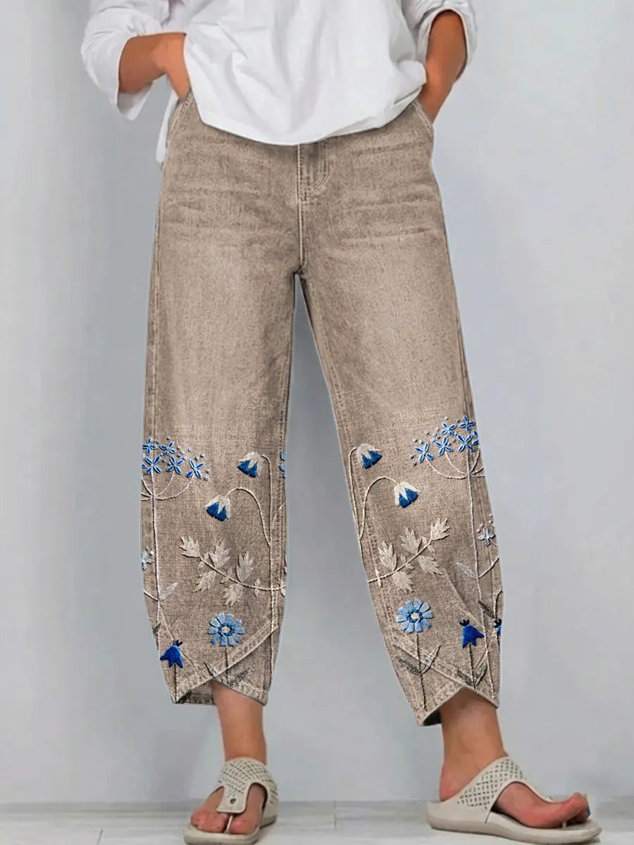 Aven | Pantalones bordados de estilo casual
