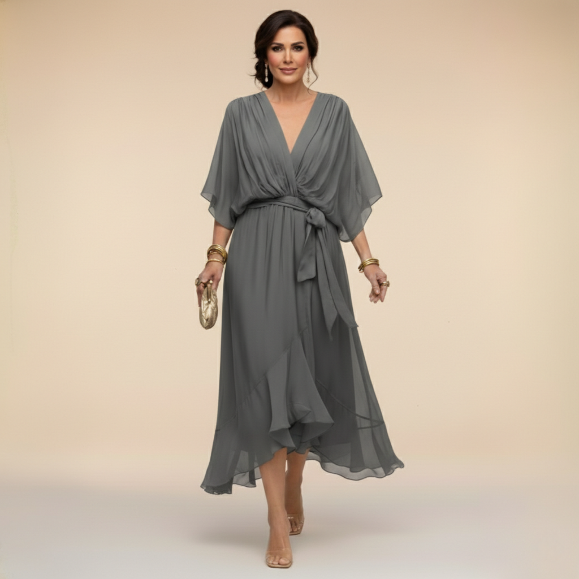 Rossella — Vestido de Chifón con Escote V