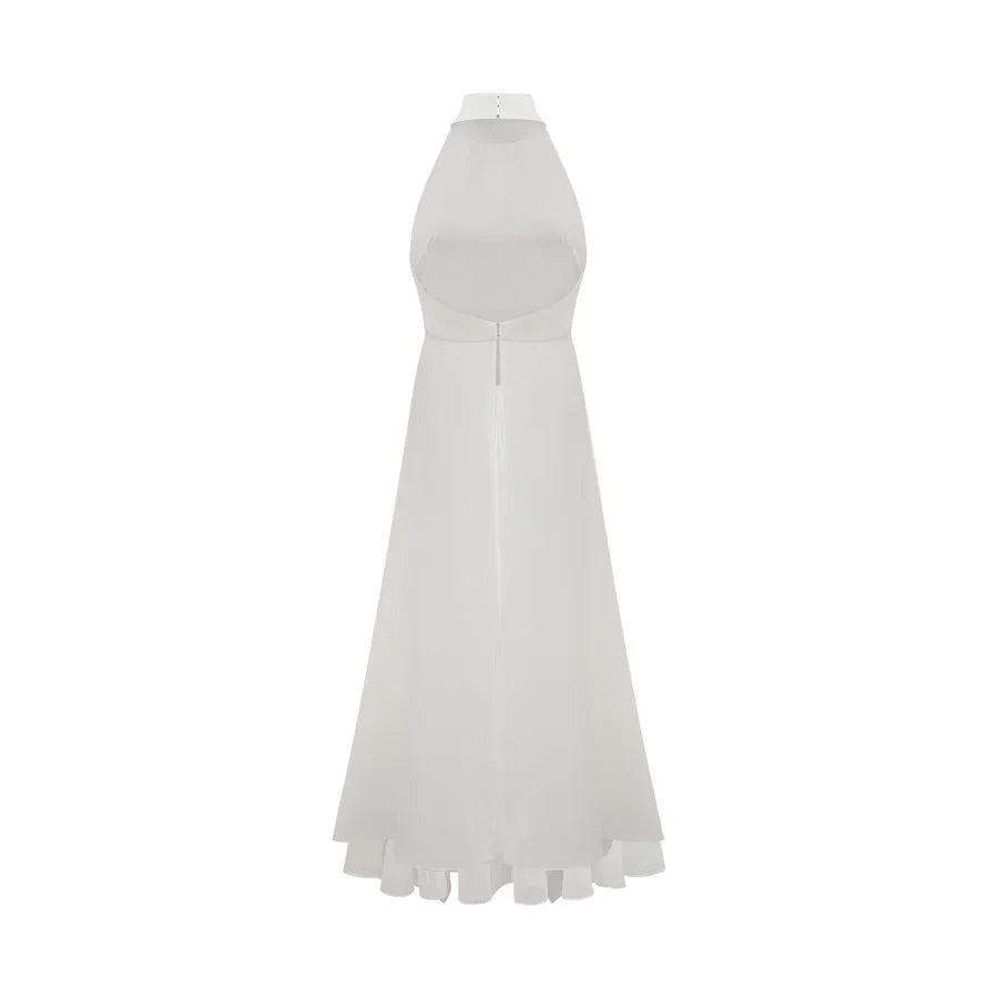 Inés - Vestido largo de capas con cuello halter