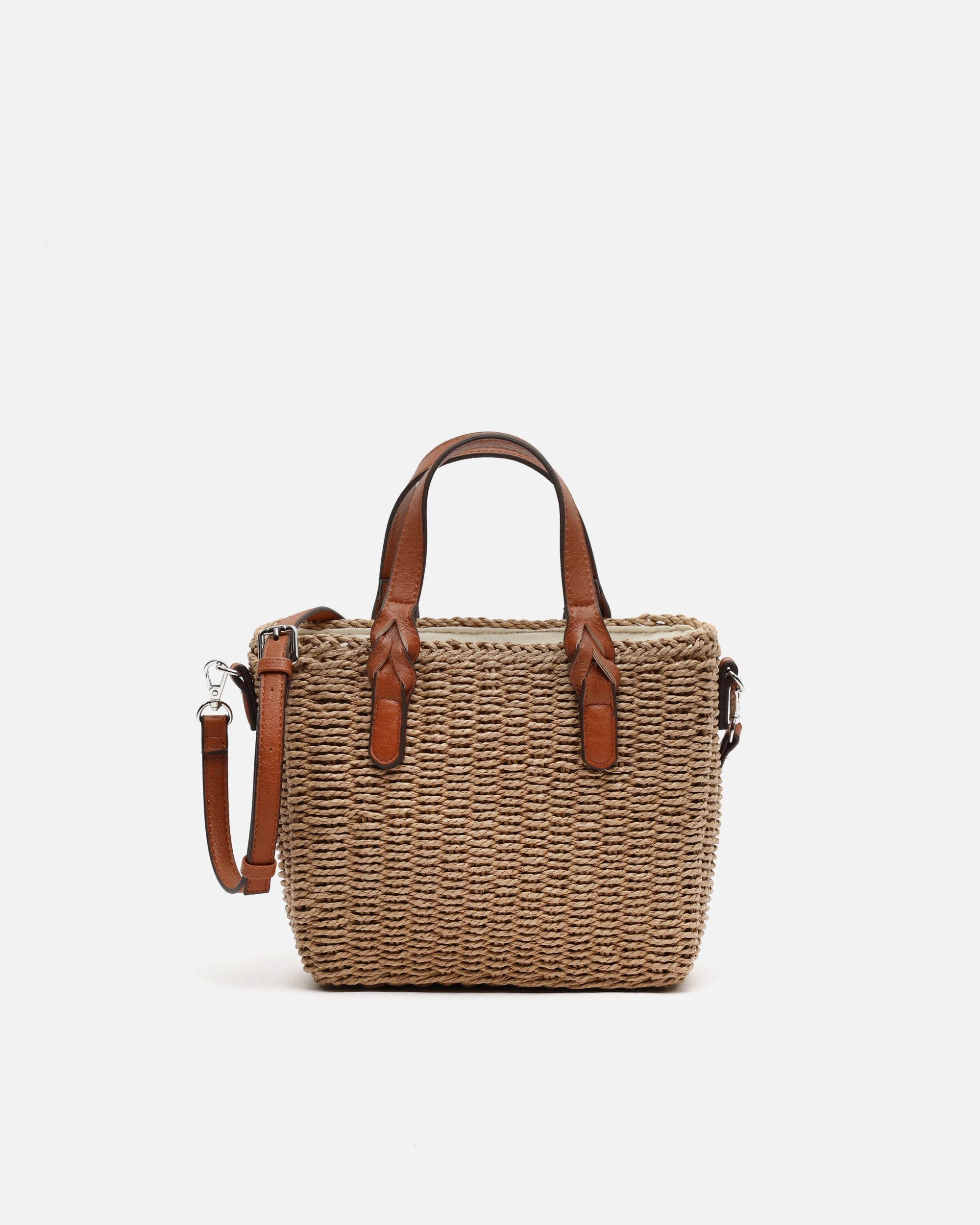 Picasi bolso tote pequeño efecto rafia con asa bandolera extraíble