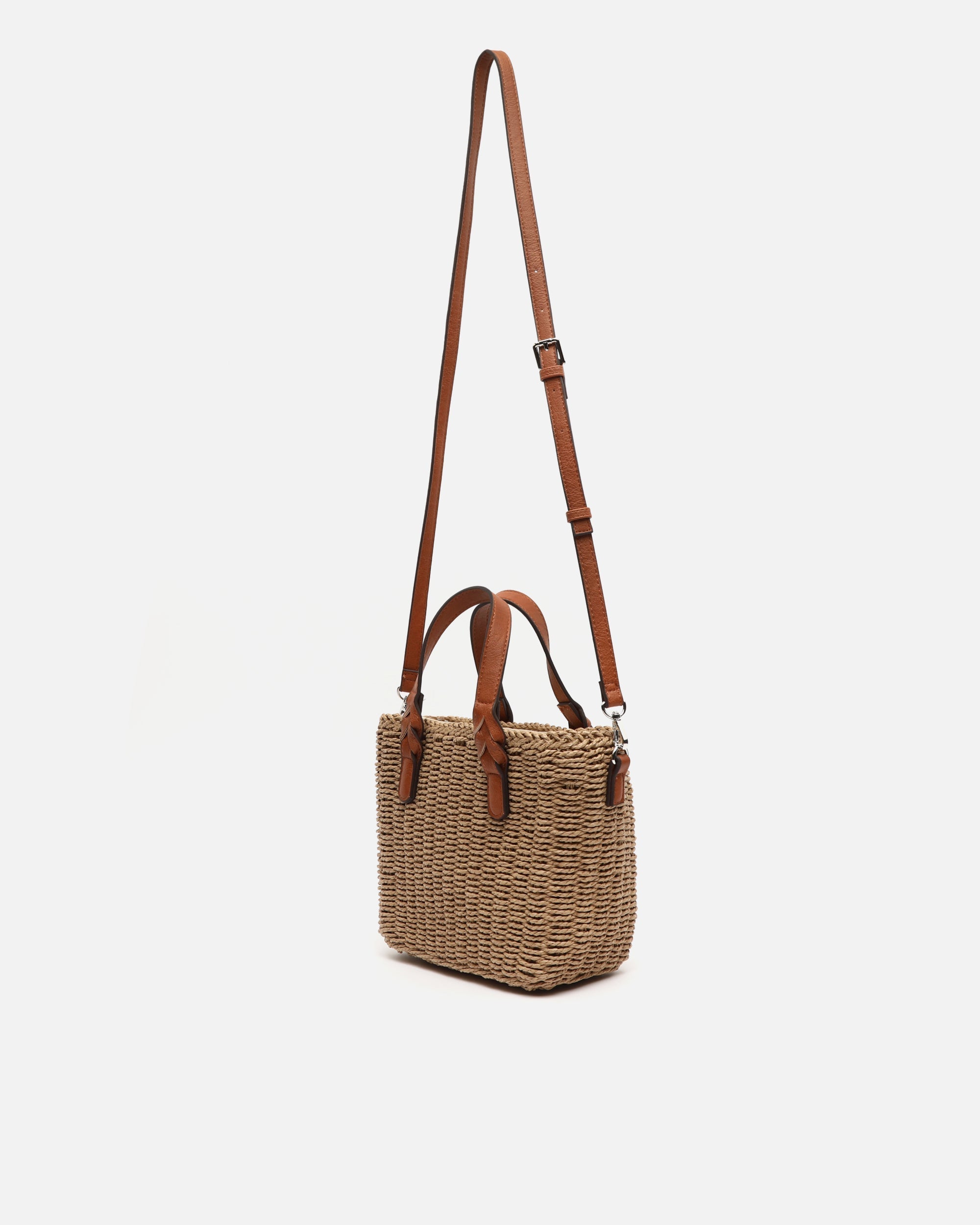 Picasi bolso tote pequeño efecto rafia con asa bandolera extraíble