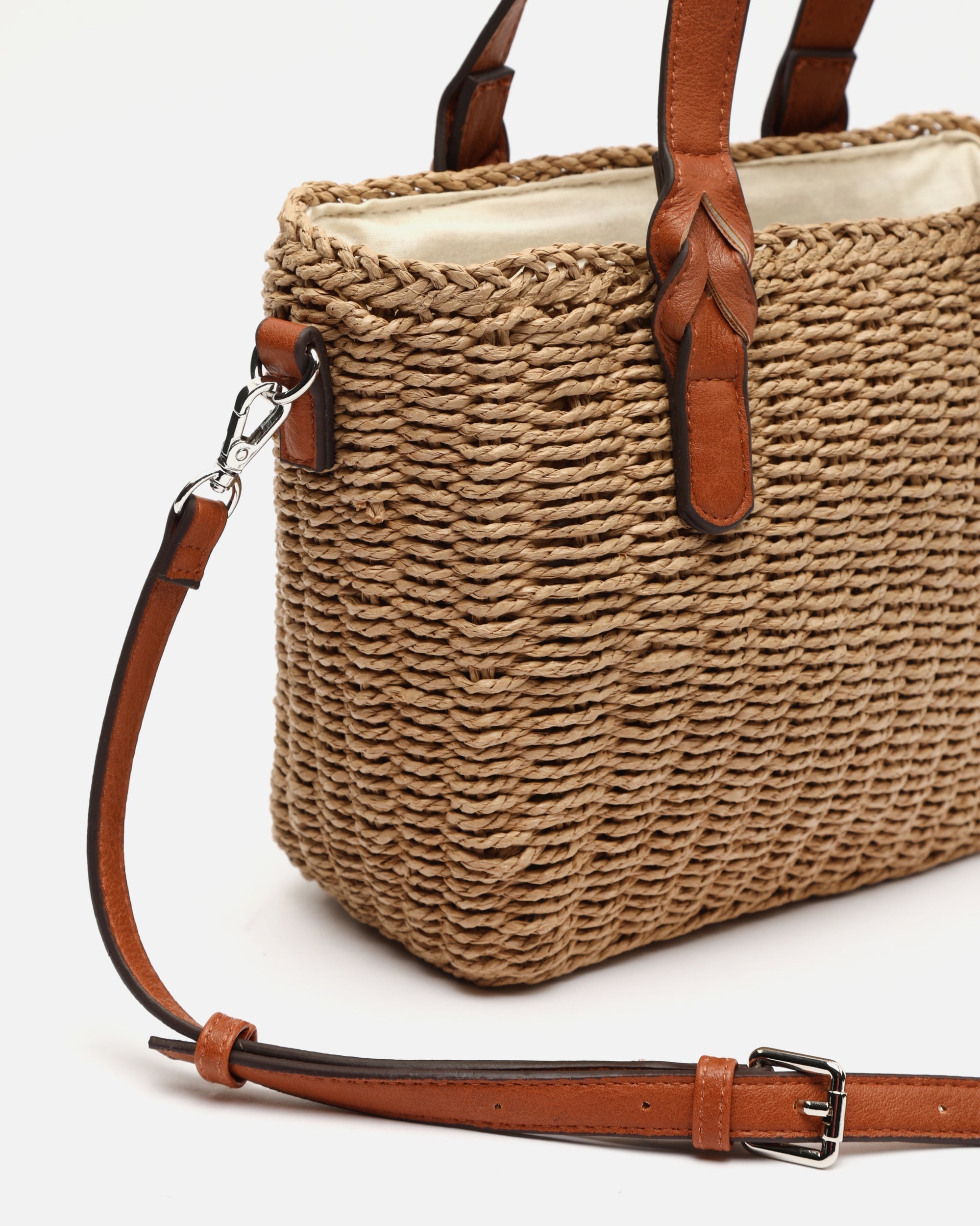 Picasi bolso tote pequeño efecto rafia con asa bandolera extraíble