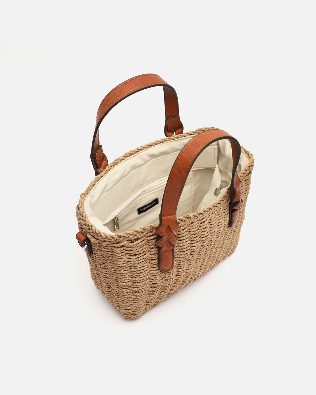 Picasi bolso tote pequeño efecto rafia con asa bandolera extraíble