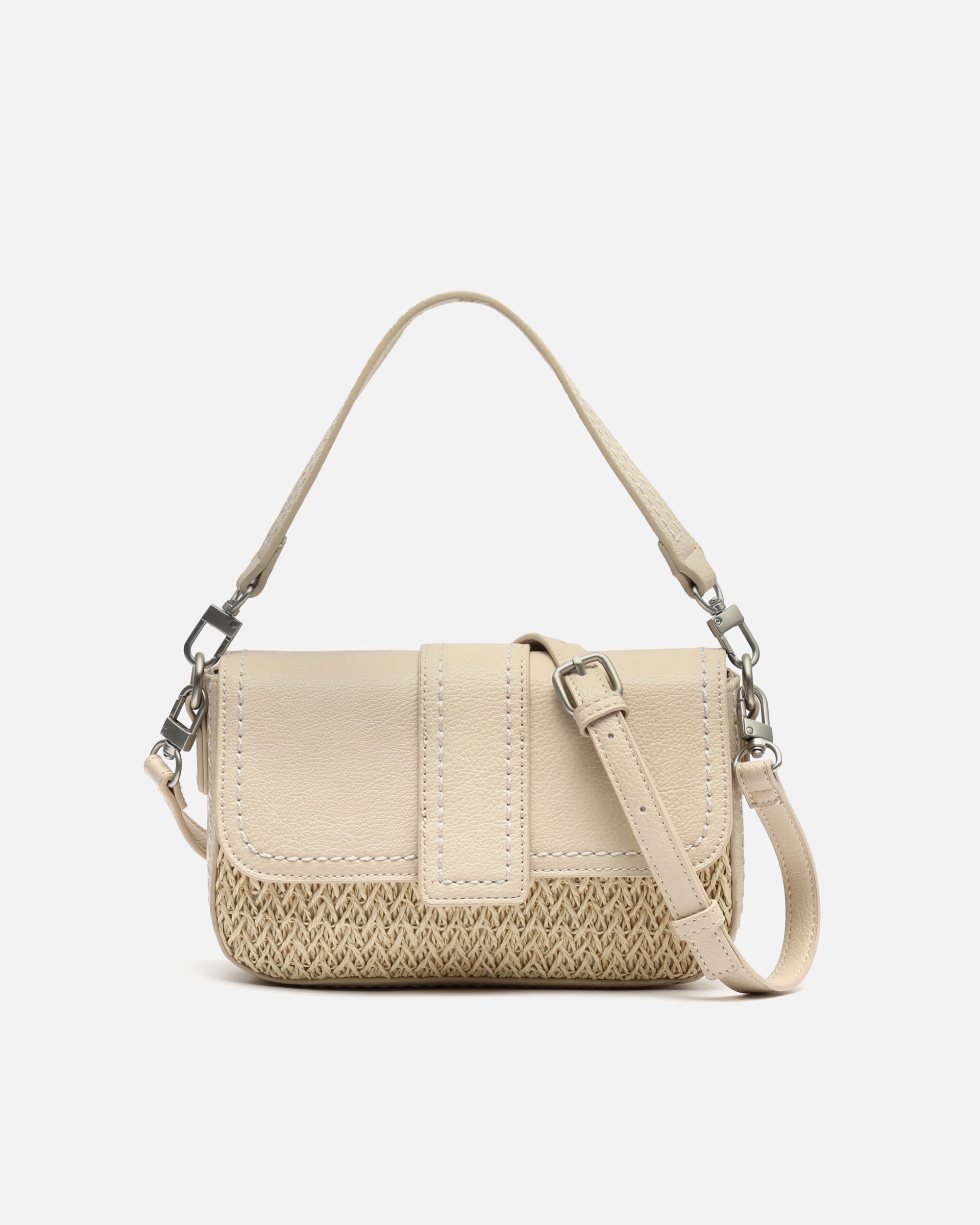 Tichin bolso bandolera pequeño con solapa efecto rafia