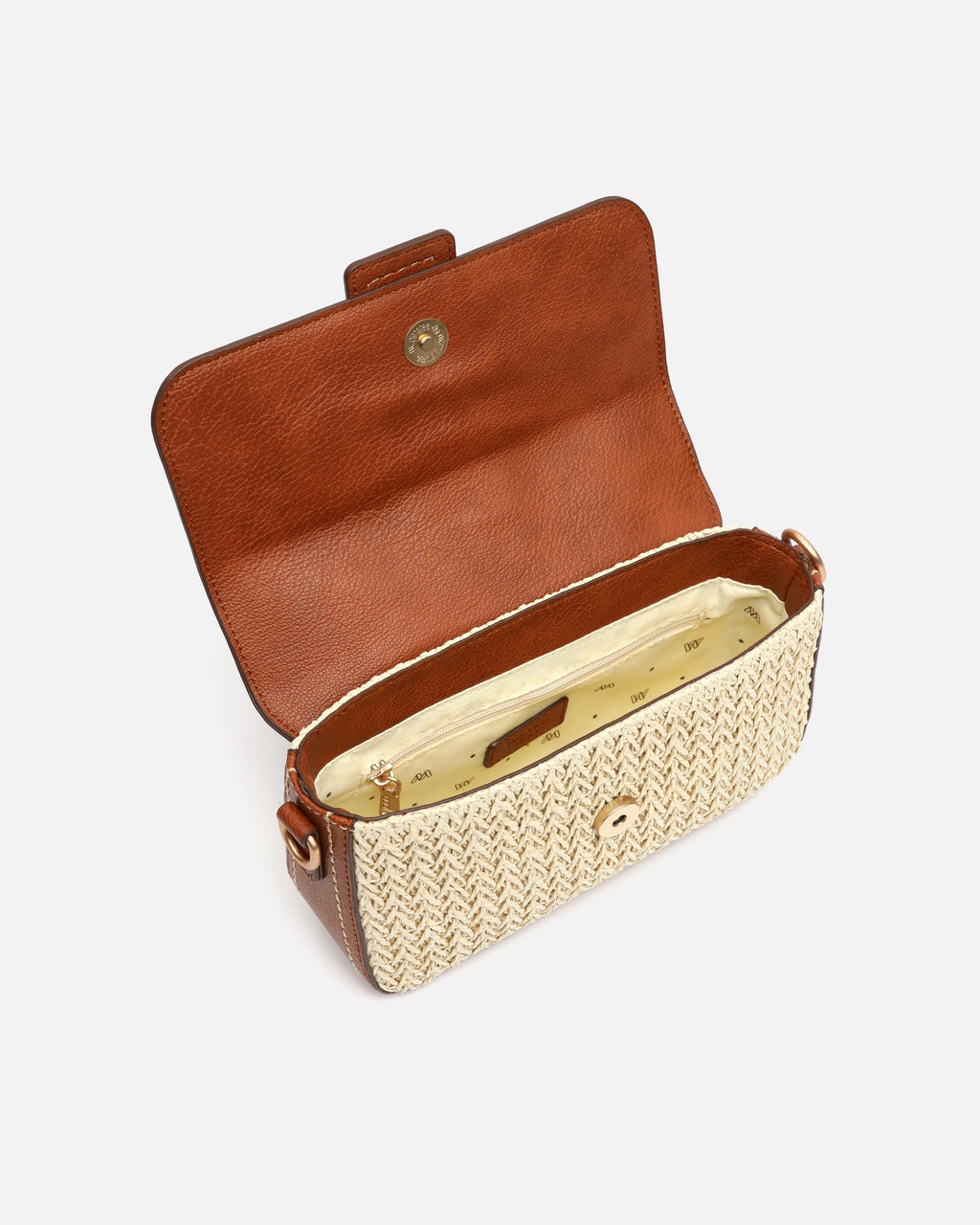Tichin bolso bandolera pequeño con solapa efecto rafia