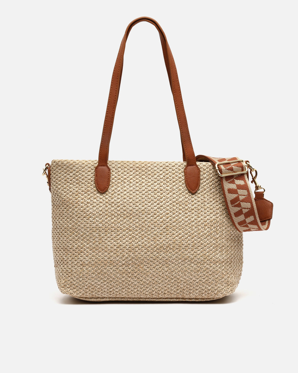 Raleno bolso shopper efecto rafia con bandolera extraíble