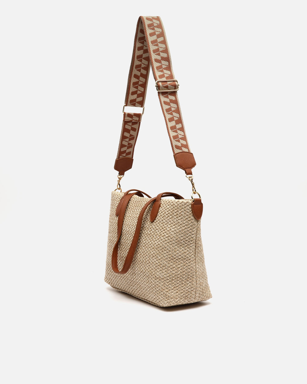 Raleno bolso shopper efecto rafia con bandolera extraíble