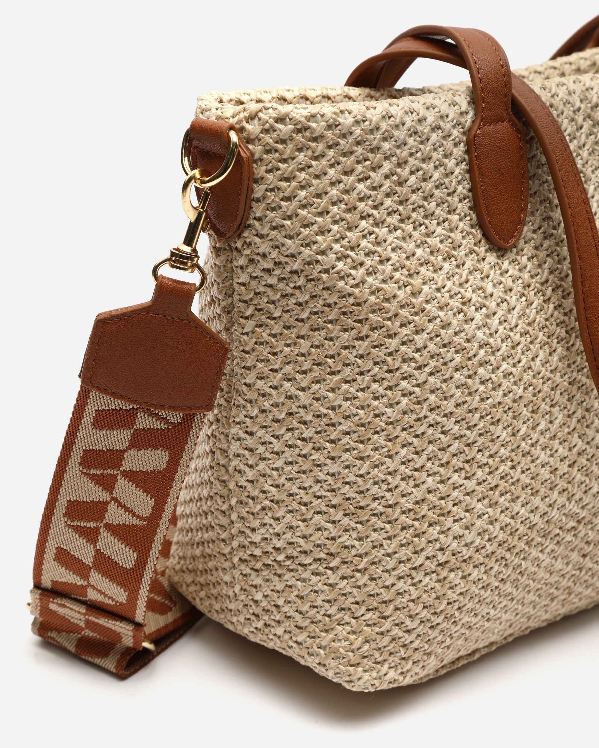 Raleno bolso shopper efecto rafia con bandolera extraíble