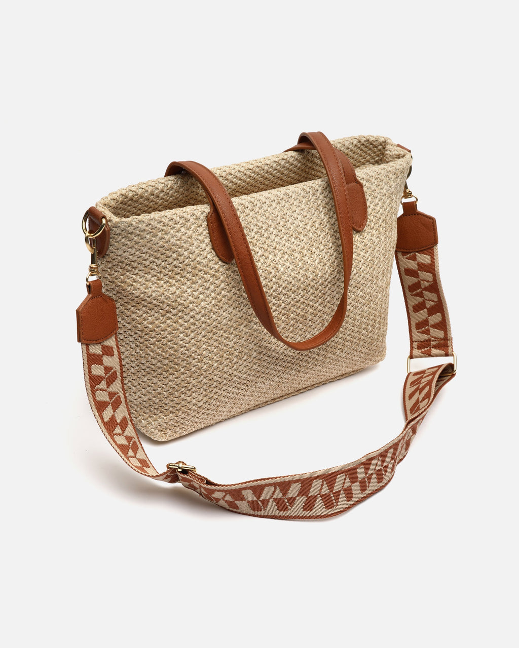 Raleno bolso shopper efecto rafia con bandolera extraíble