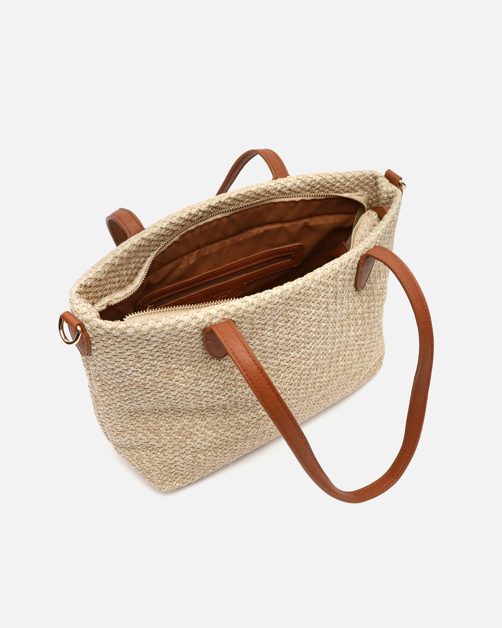 Raleno bolso shopper efecto rafia con bandolera extraíble