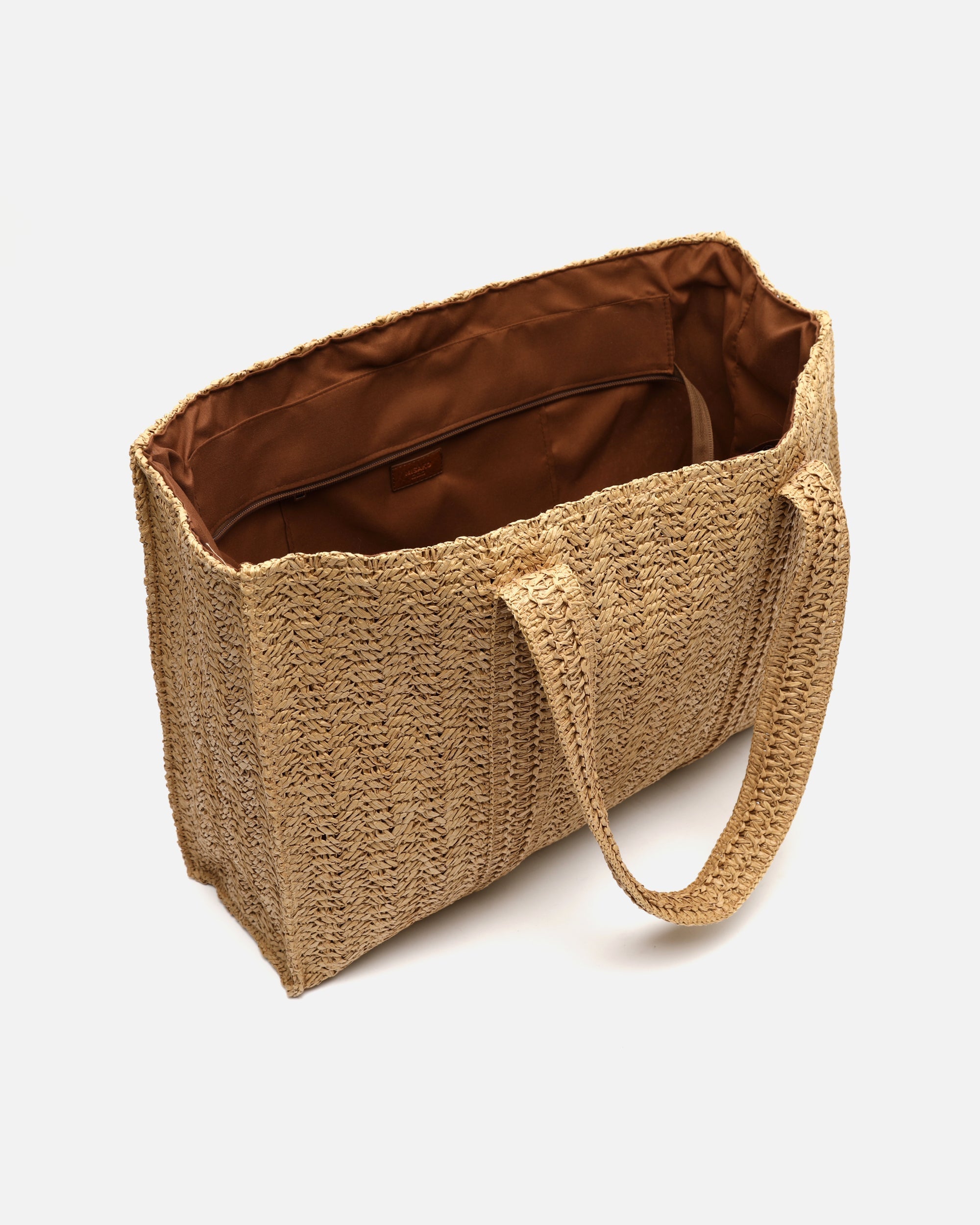 Cuadri bolso shopper grande efecto rafia