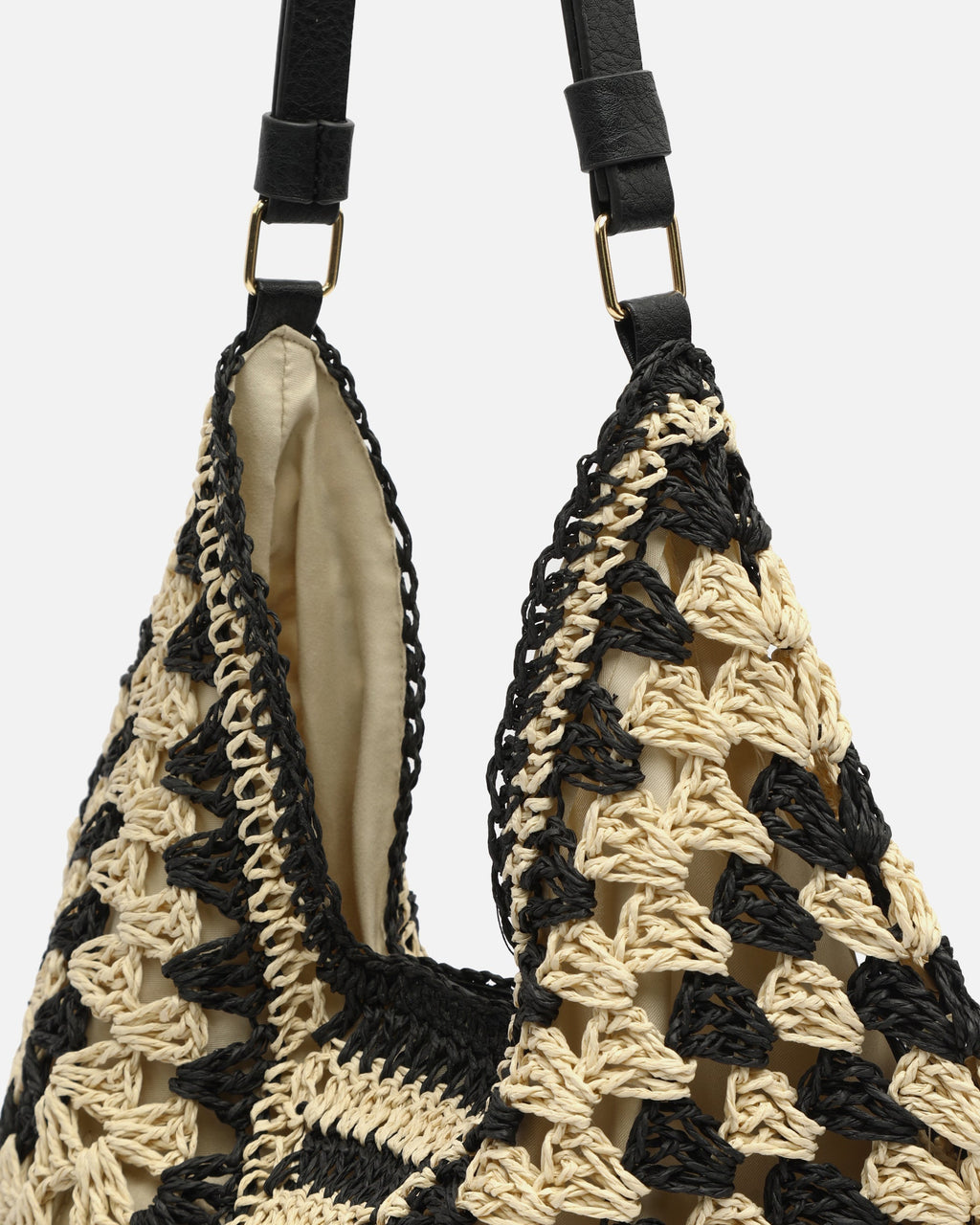 Ushu bolso hobo efecto rafia con estampado