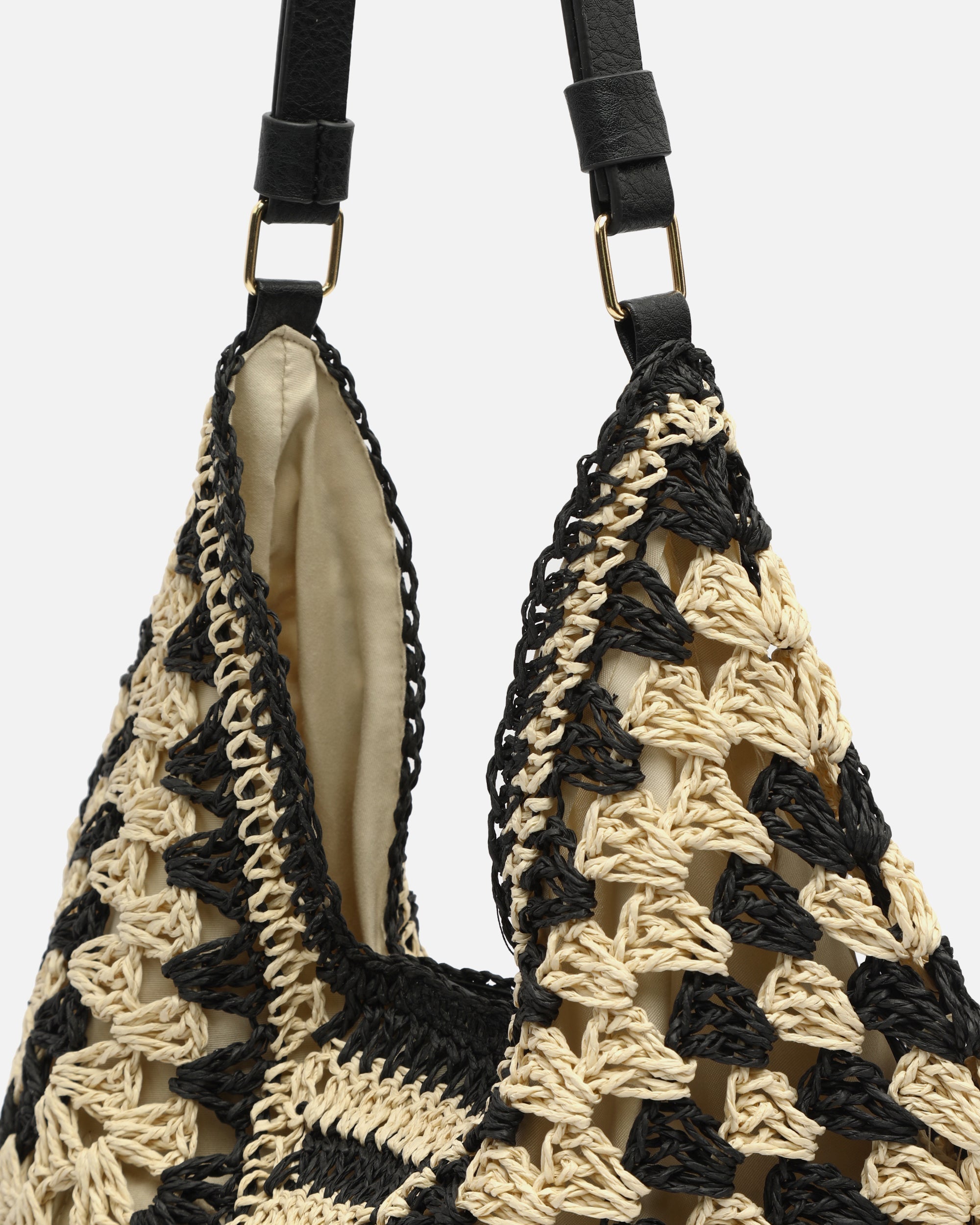 Ushu bolso hobo efecto rafia con estampado