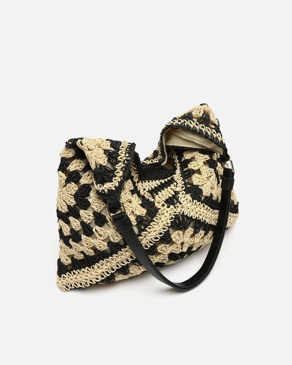 Ushu bolso hobo efecto rafia con estampado