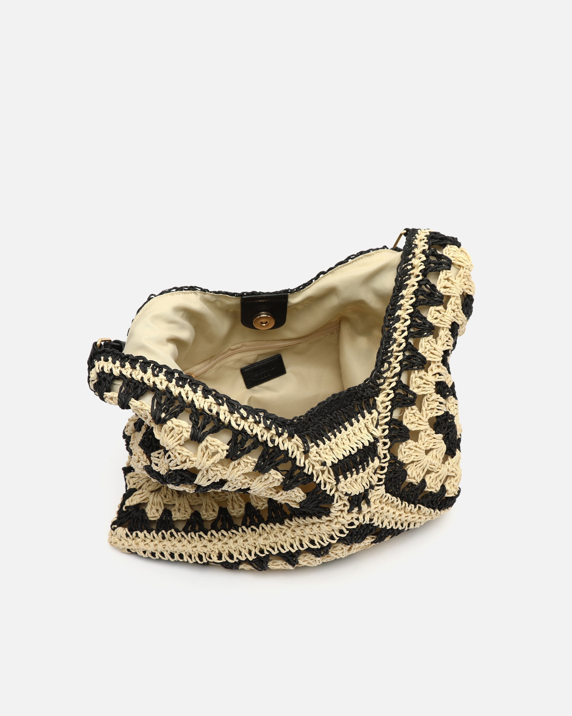 Ushu bolso hobo efecto rafia con estampado