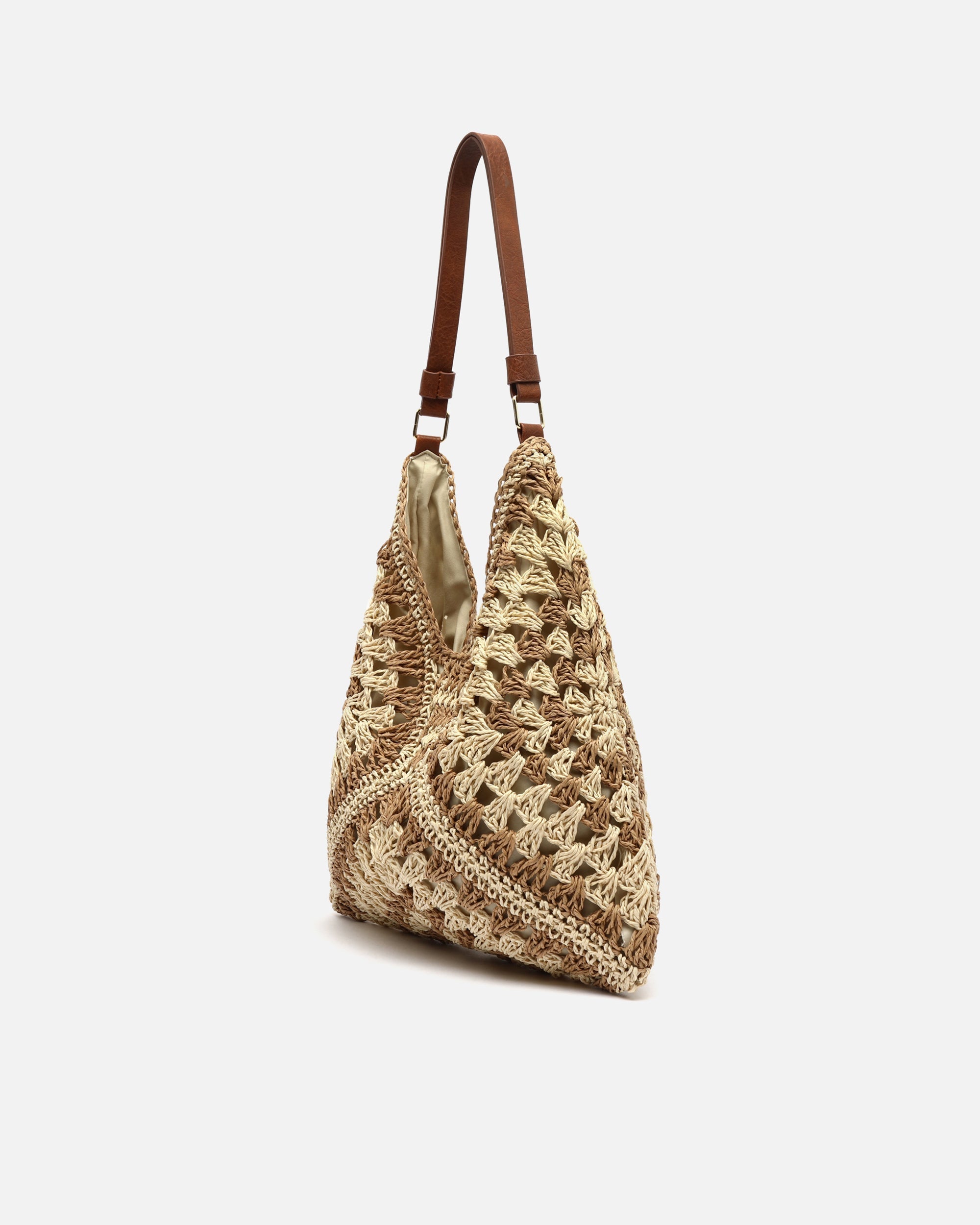 Ushu bolso hobo efecto rafia con estampado