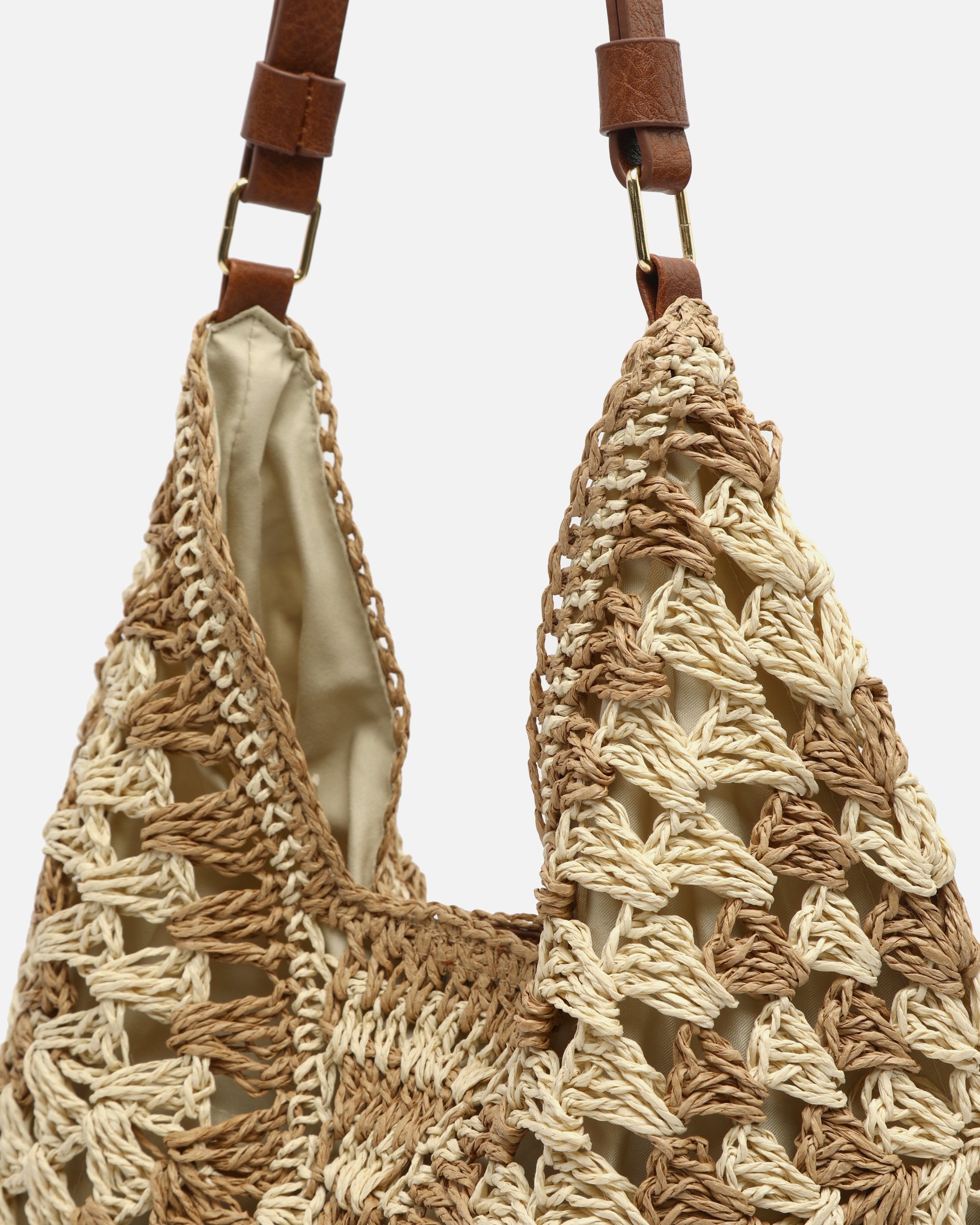 Ushu bolso hobo efecto rafia con estampado