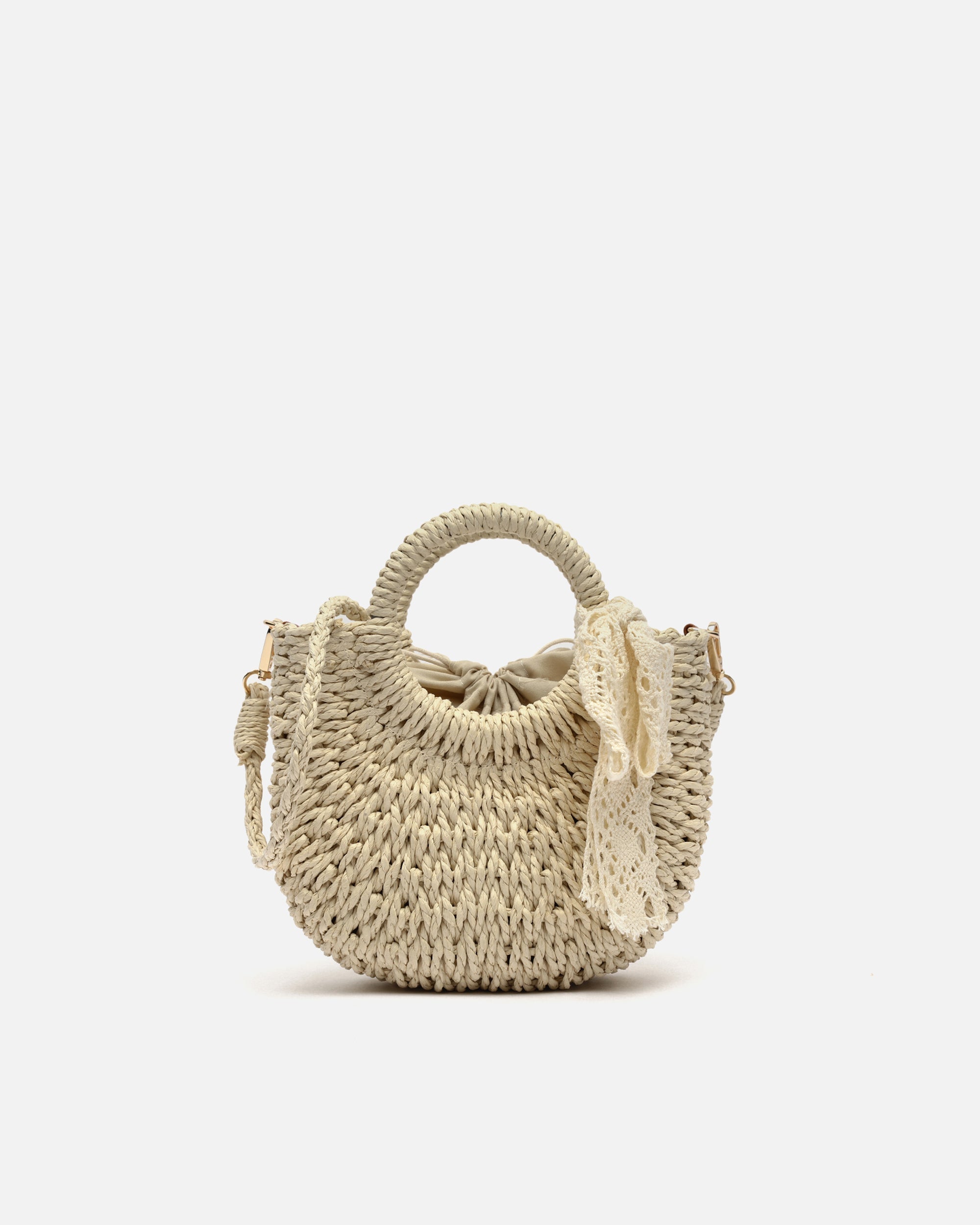 Tao bolso tipo cesta pequeño efecto rafia