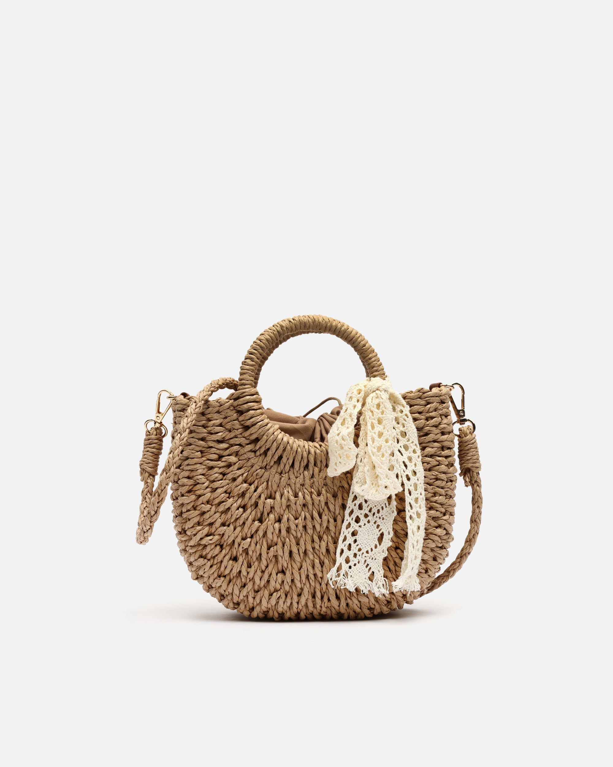 Tao bolso tipo cesta pequeño efecto rafia