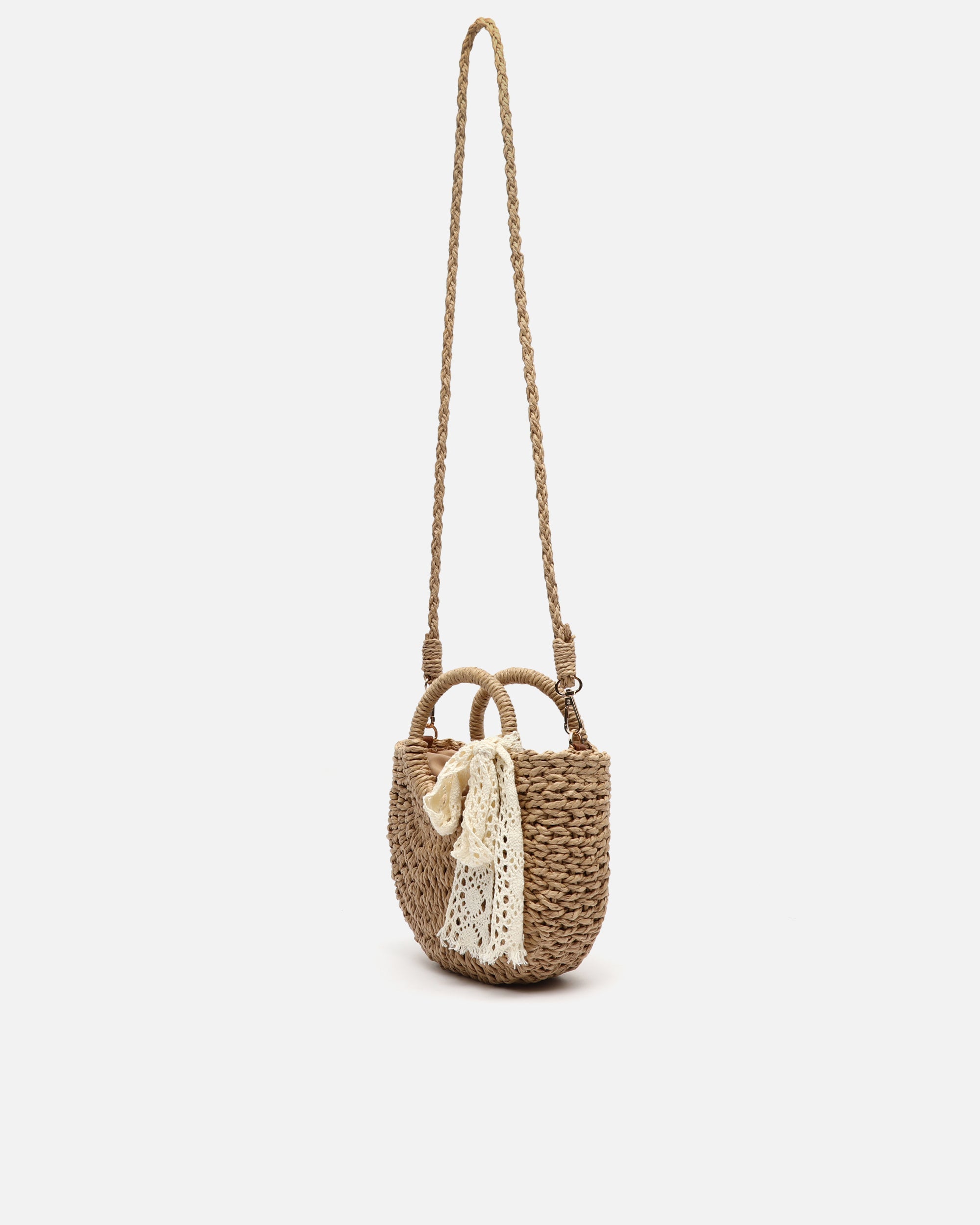 Tao bolso tipo cesta pequeño efecto rafia