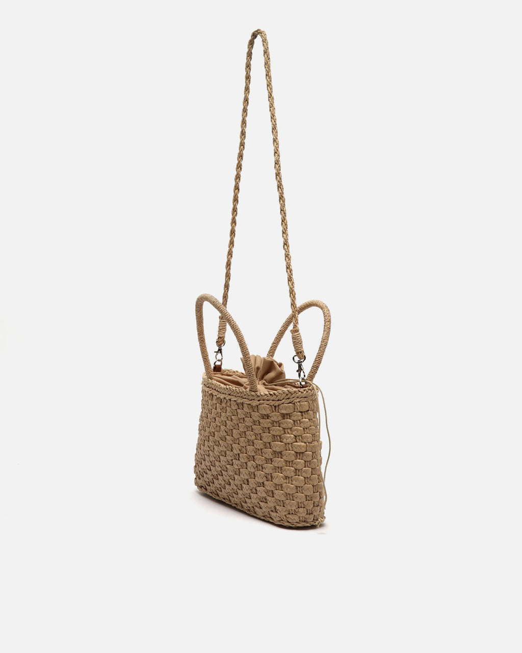 Milori bolso de mano pequeño efecto rafia con asa bandolera extraíble
