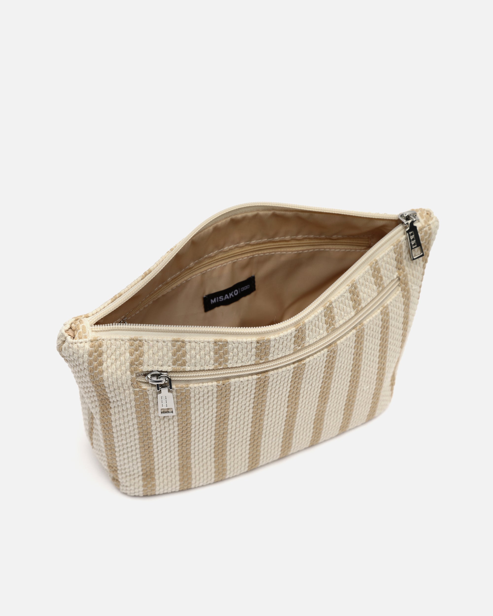 Playa neceser grande con estampado de rayas en jacquard