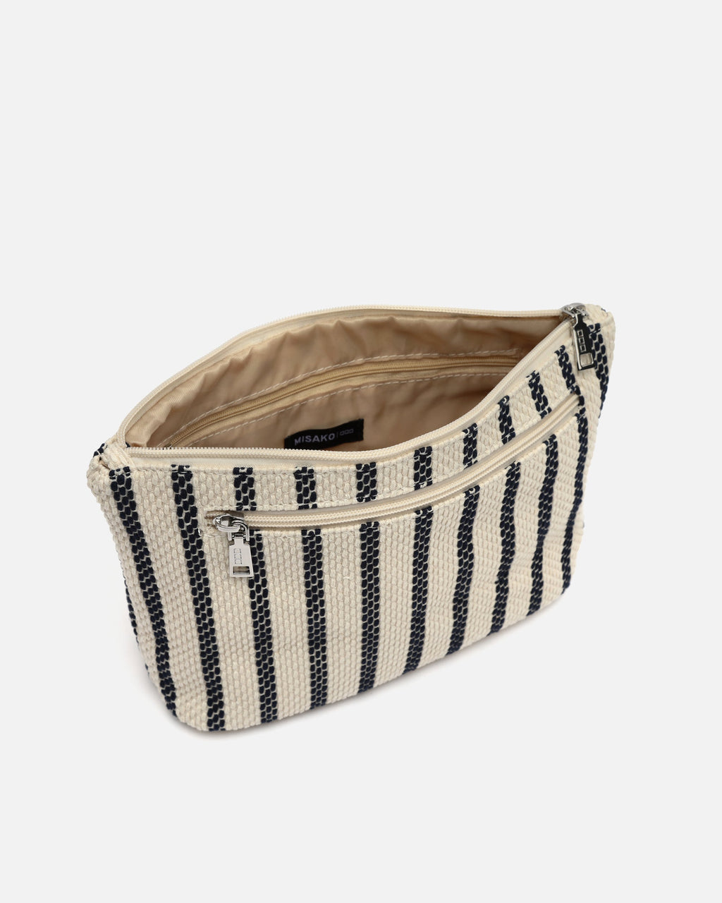 Playa neceser grande con estampado de rayas en jacquard
