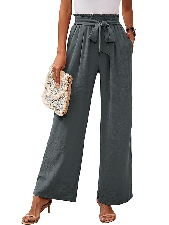 Pantalones de cintura alta y pierna ancha