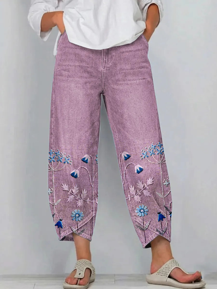 Aven | Pantalones bordados de estilo casual
