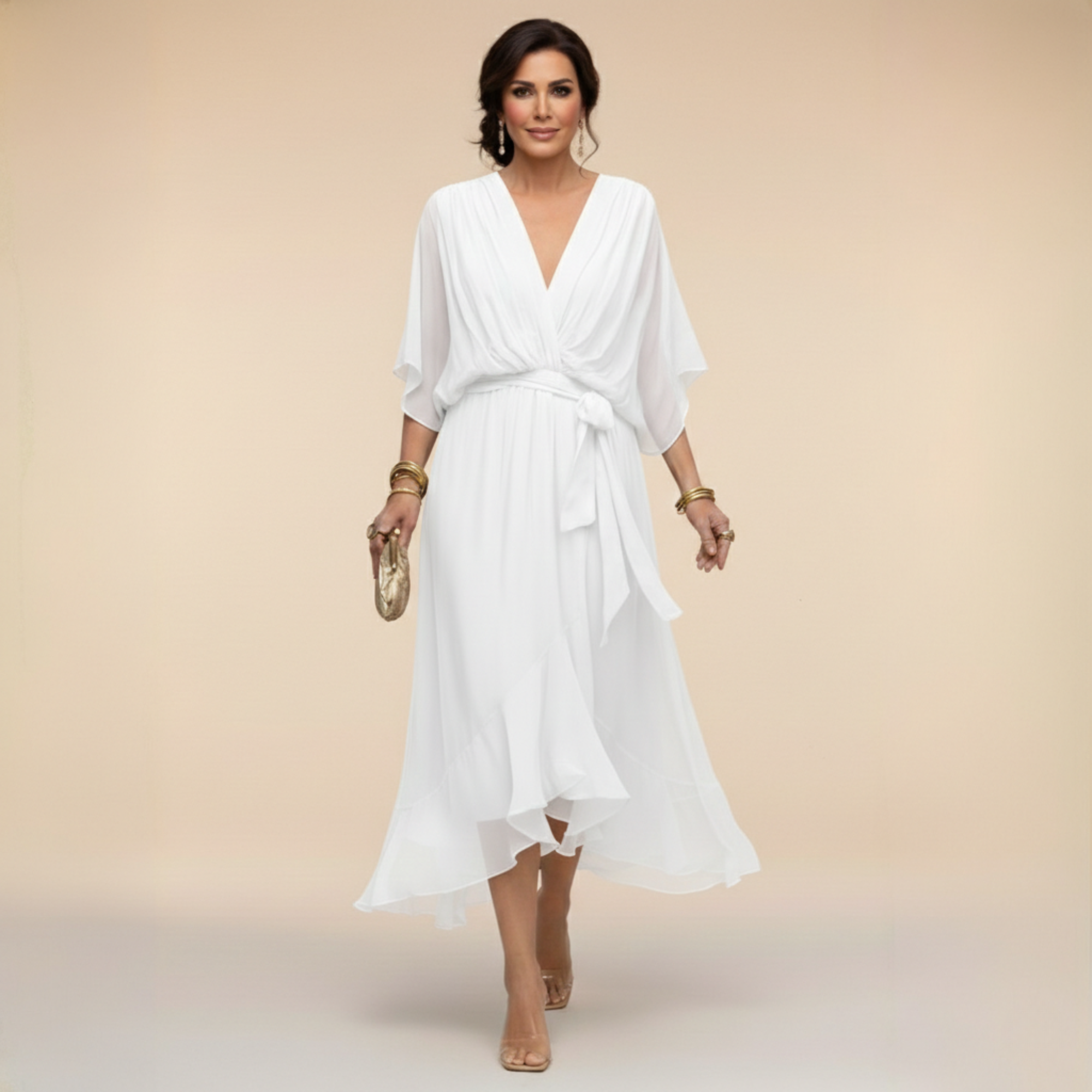 Rossella — Vestido de Chifón con Escote V