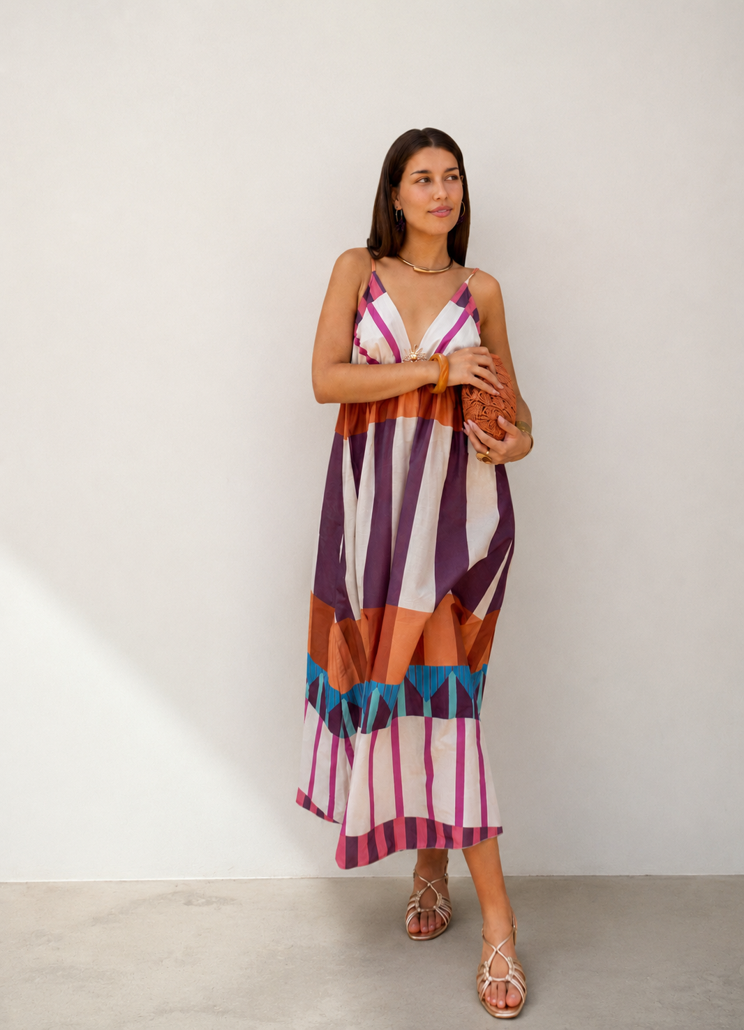 Lucía|Vestido de verano con estampado de rallas